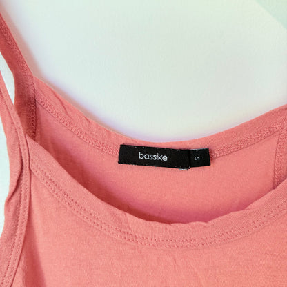 bassike Ribbed Organic Cotton Tank Dress Coral Size S