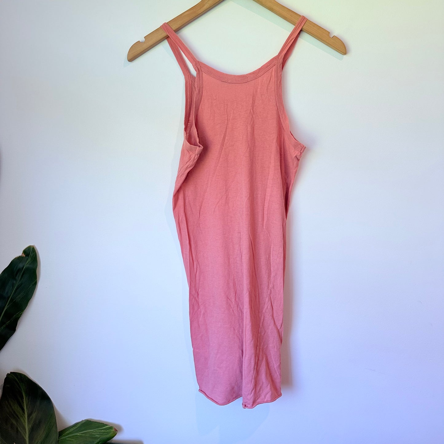 bassike Ribbed Organic Cotton Tank Dress Coral Size S