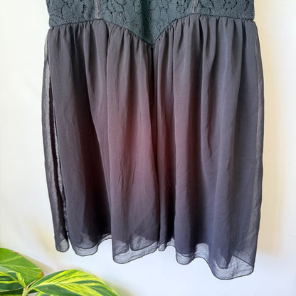 Dotti Size 12 Black Lace & Chiffon Fit-and-Flare Dress