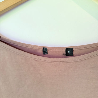 Cut Label Boat Neck Top Brown Size M