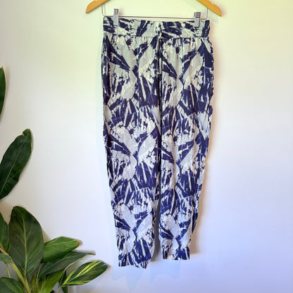 Laura Ashley 100% Viscose Jogger Trousers Blue White Size 8
