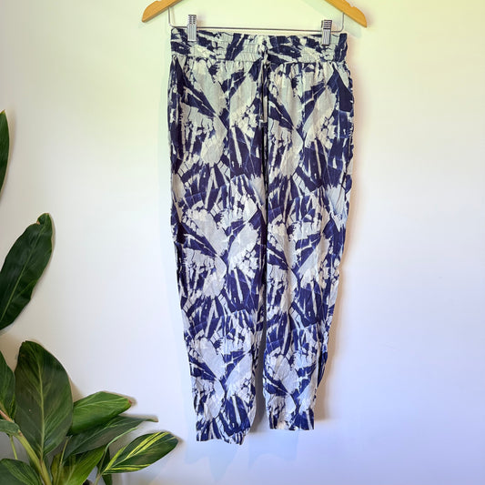 Laura Ashley 100% Viscose Jogger Trousers Blue White Size 8