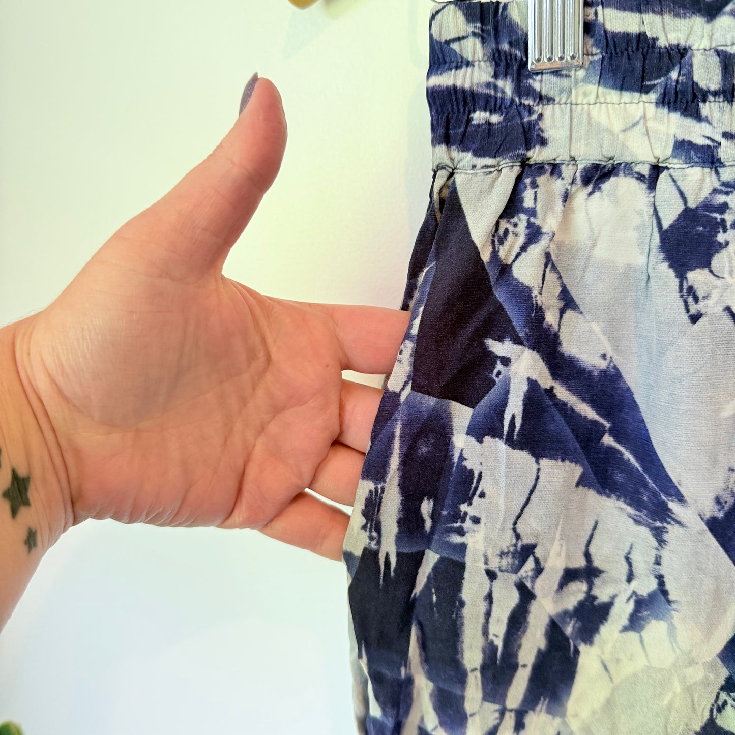 Laura Ashley 100% Viscose Jogger Trousers Blue White Size 8