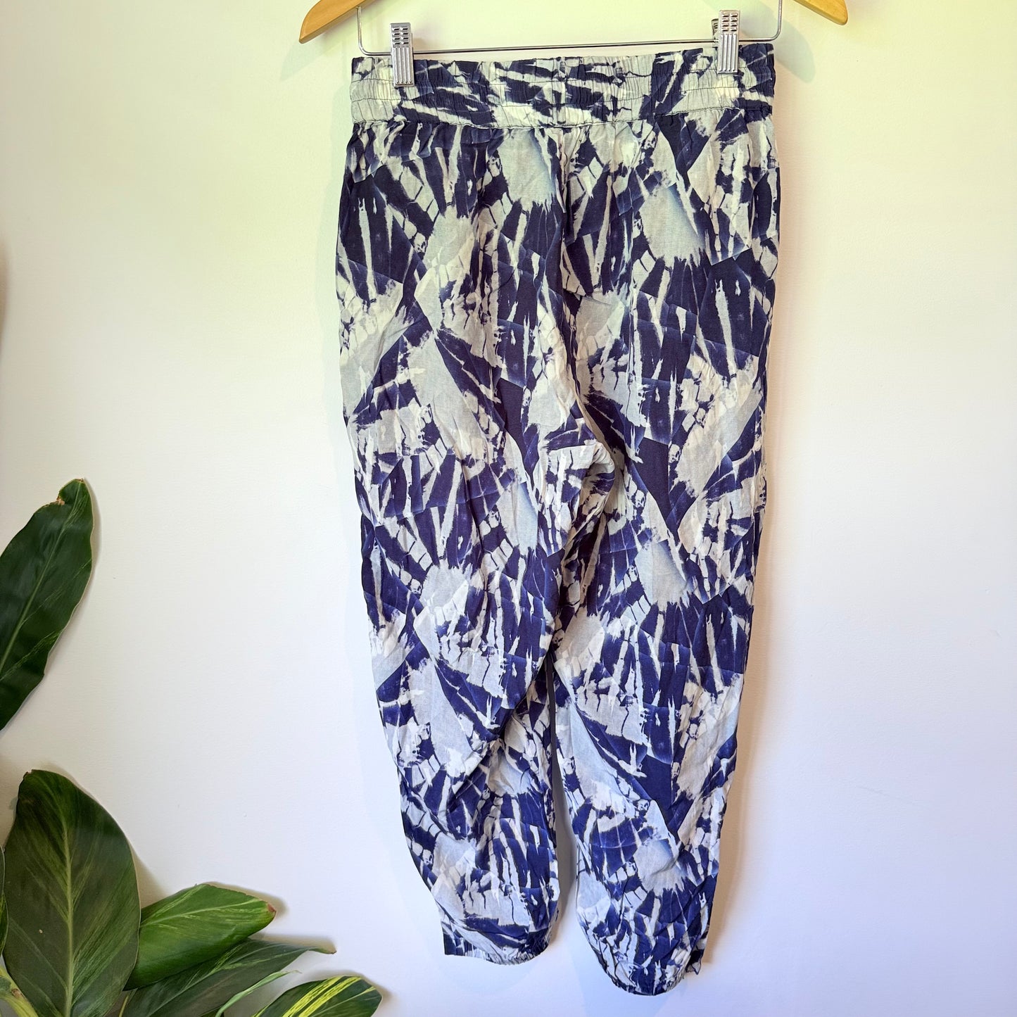 Laura Ashley 100% Viscose Jogger Trousers Blue White Size 8