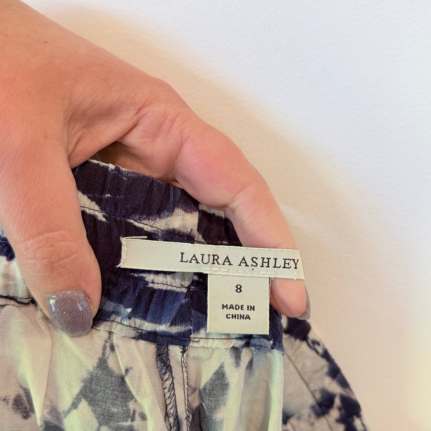 Laura Ashley 100% Viscose Jogger Trousers Blue White Size 8