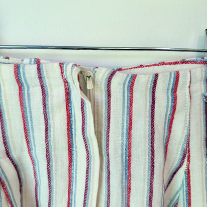 Striped Wide Leg Linen Pants - 35cm Waist