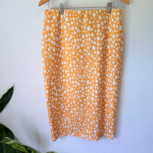 Zara Size L Yellow Jacquard Pencil Skirt