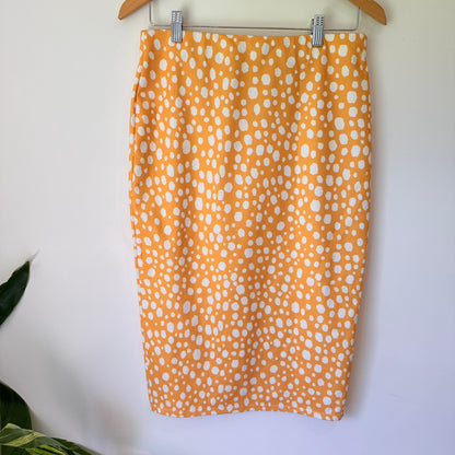 Zara Size L Yellow Jacquard Pencil Skirt