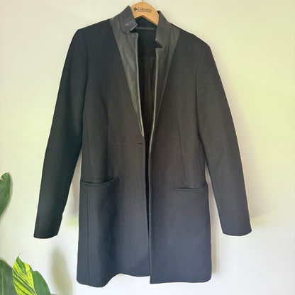 All Saints Size — Leni Black Wool-Blend Coat (missing button)
