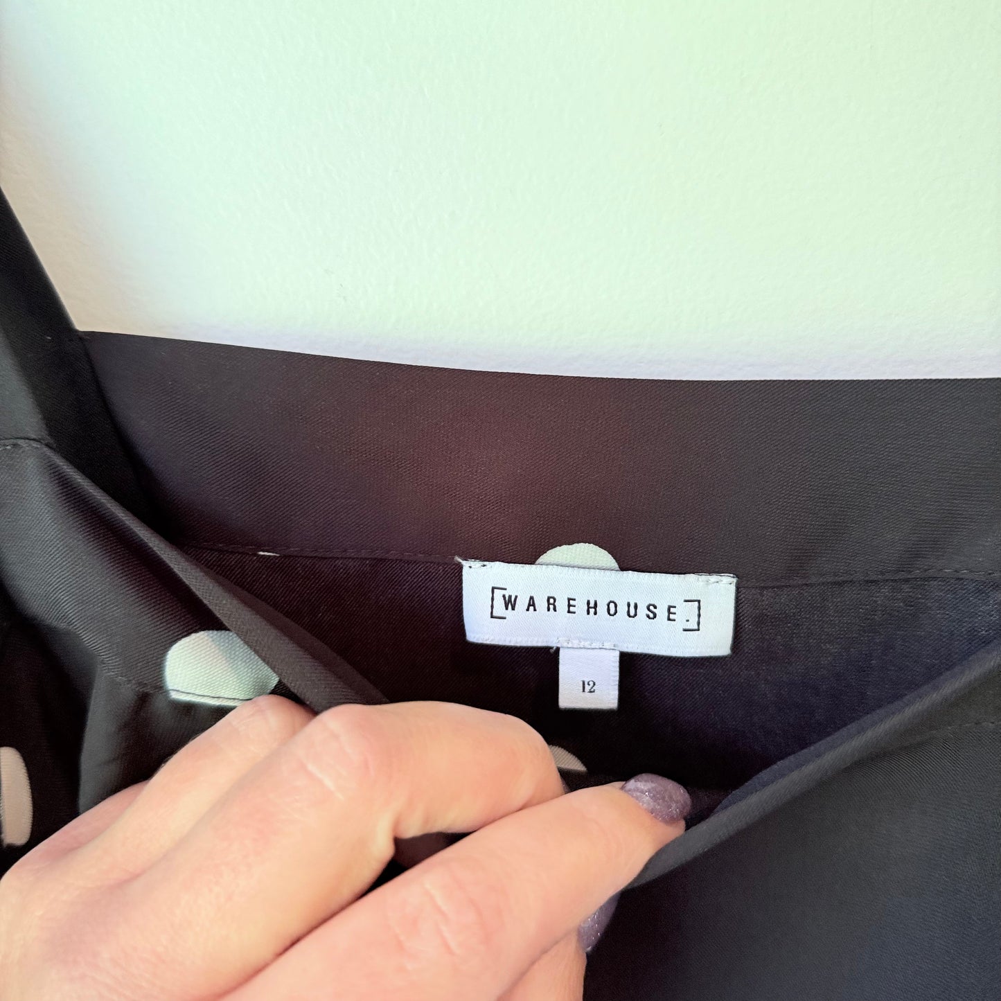 WAREHOUSE The Label Size 12 Dotty Bardot Top