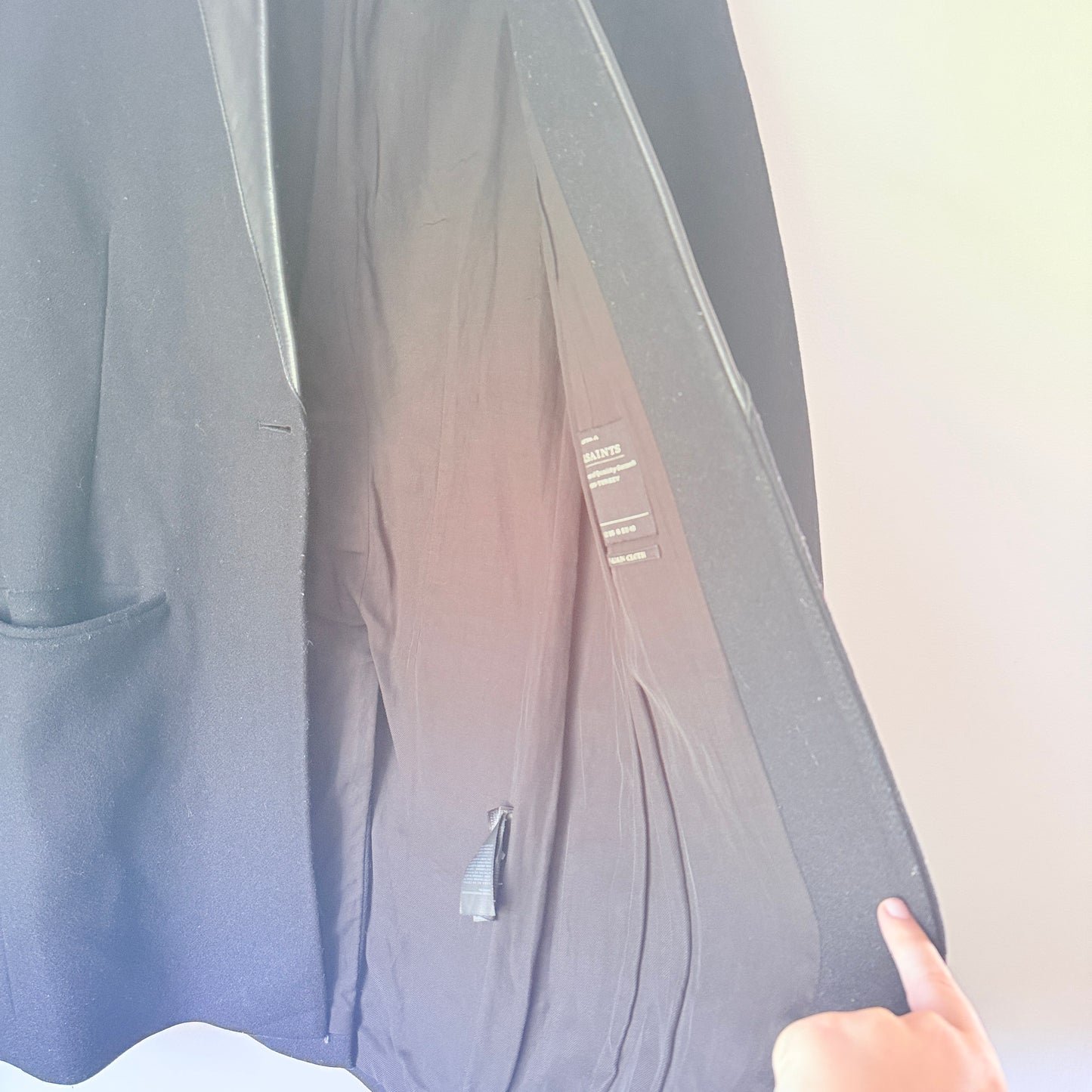 All Saints Size — Leni Black Wool-Blend Coat (missing button)