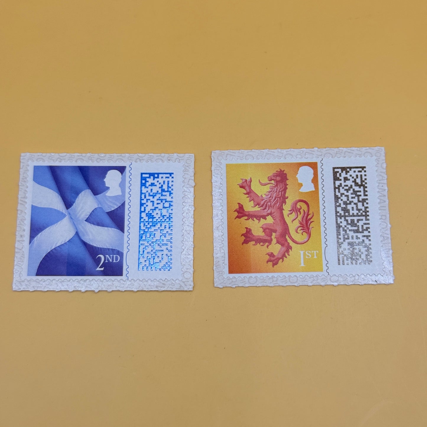 Royal Mail Scotland & Heraldic Lion 1st and 2nd Class Stamps Collectible Pair (Without Sleeve)