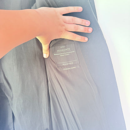 All Saints Size — Leni Black Wool-Blend Coat (missing button)