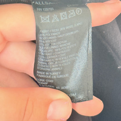 All Saints Size — Leni Black Wool-Blend Coat (missing button)