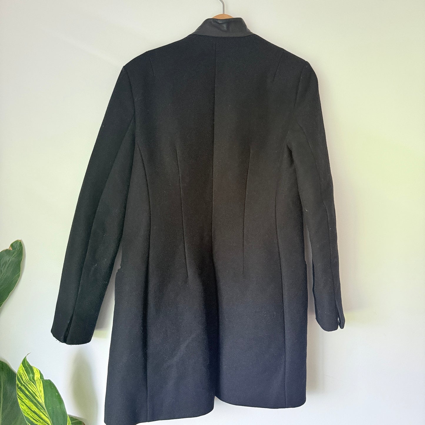 All Saints Size — Leni Black Wool-Blend Coat (missing button)