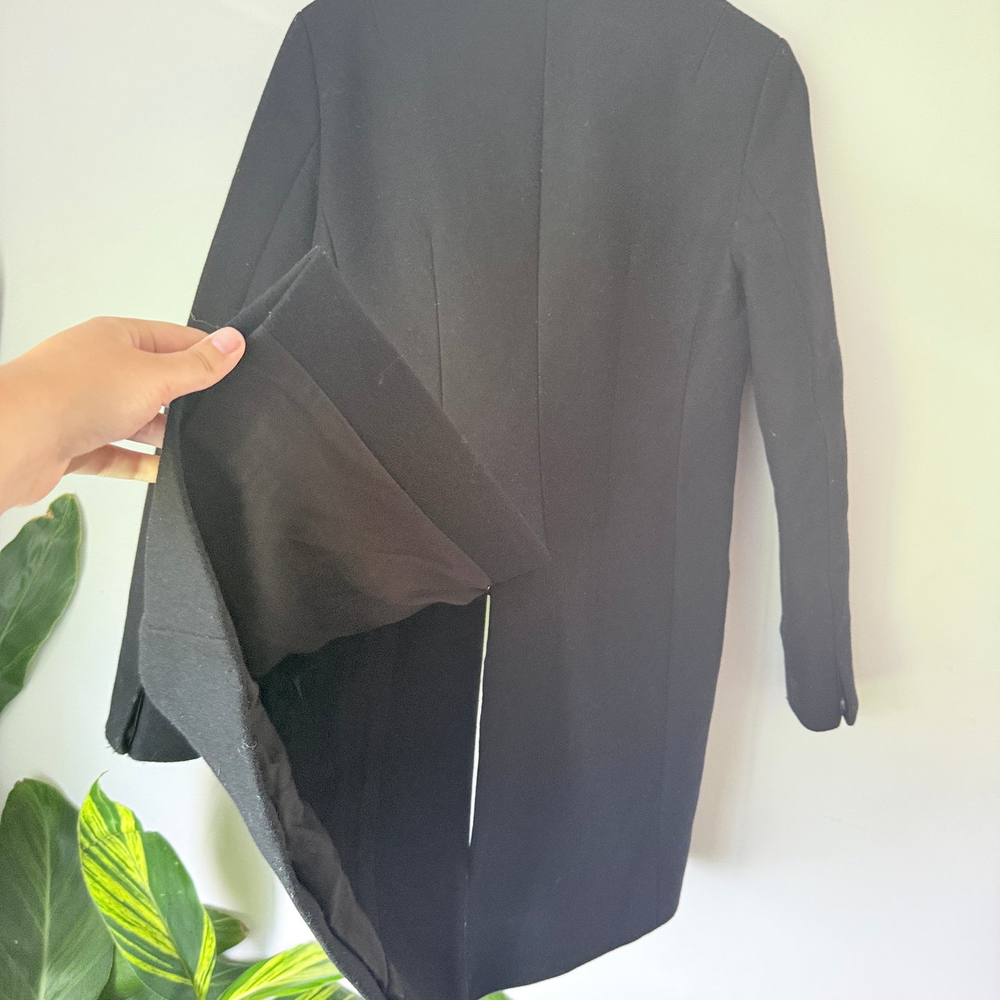 All Saints Size — Leni Black Wool-Blend Coat (missing button)