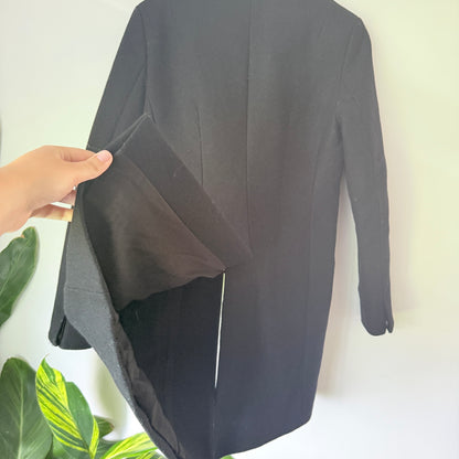 All Saints Size — Leni Black Wool-Blend Coat (missing button)