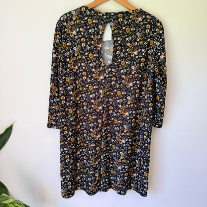 Mango Basics Size 12 Floral Print Mini Dress