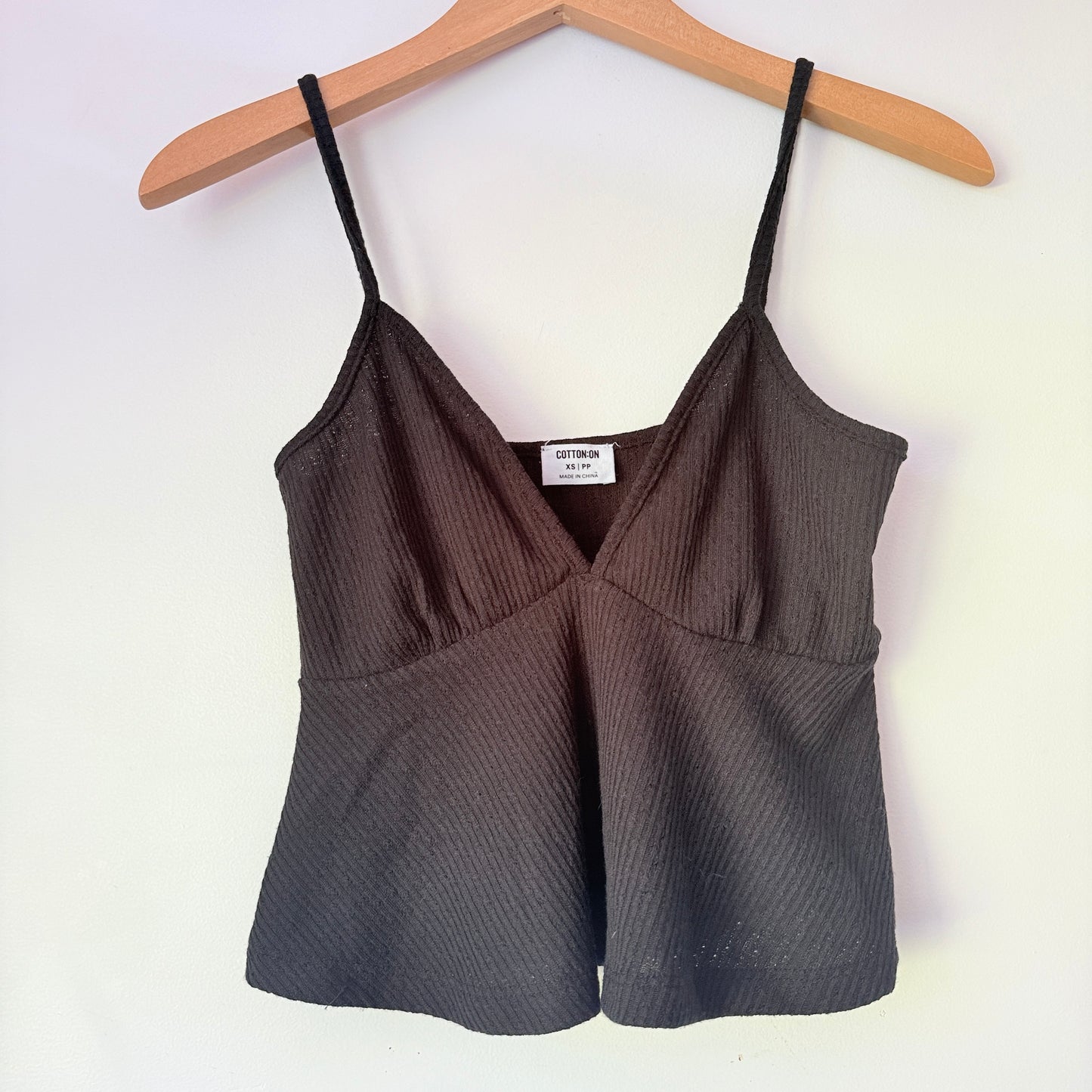 Cotton:On Size XS Black Ribbed Camisole Top