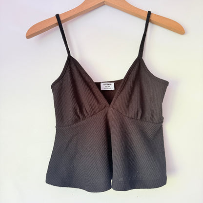 Cotton:On Size XS Black Ribbed Camisole Top