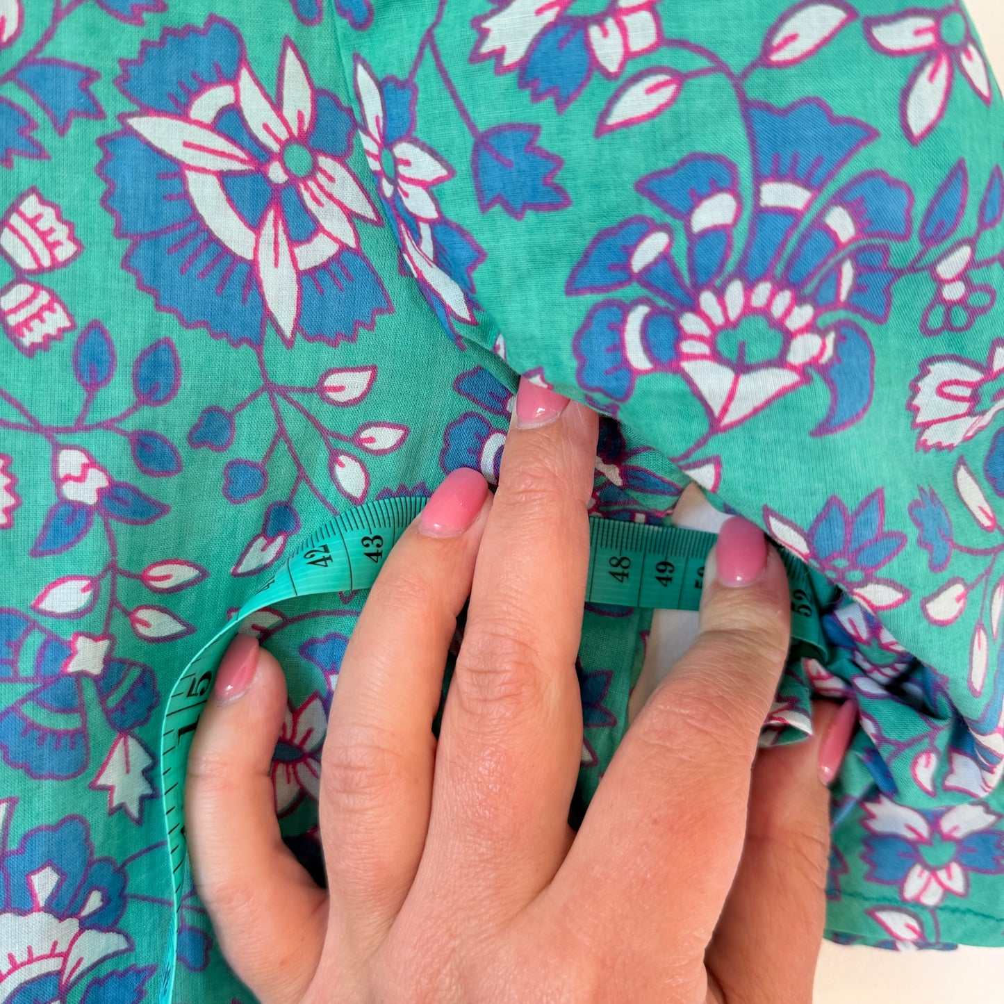 Reca Size 6 Green & Blue Floral Print Cotton Oversize Mini Dress