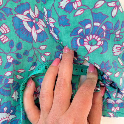 Reca Size 6 Green & Blue Floral Print Cotton Oversize Mini Dress