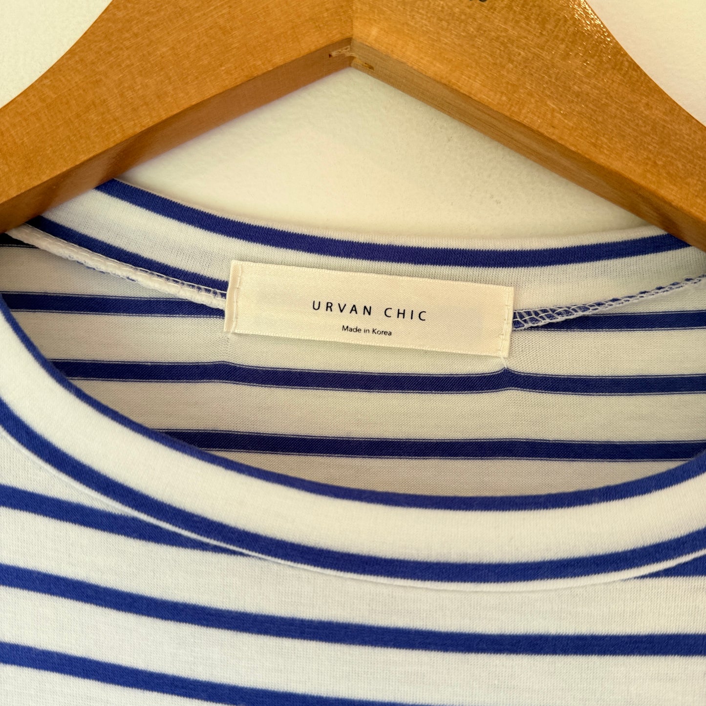 Urvan Chic Size U/Arm to U/Arm 43cm Striped Short Sleeve Top