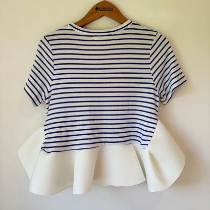 Urvan Chic Size U/Arm to U/Arm 43cm Striped Short Sleeve Top