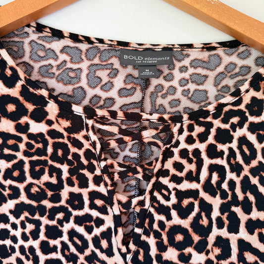 Bold Elements Size M Leopard Print Long Sleeve Top