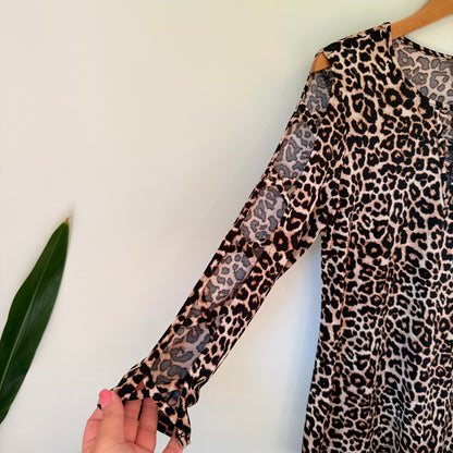 Bold Elements Size M Leopard Print Long Sleeve Top