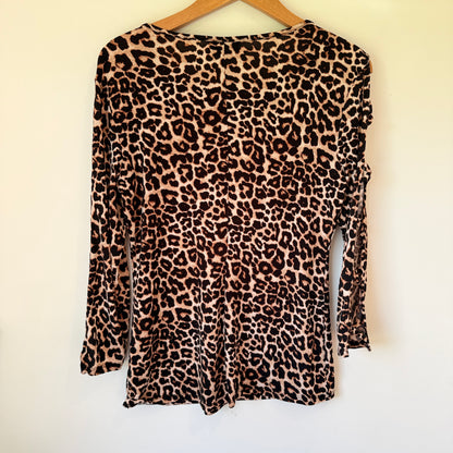 Bold Elements Size M Leopard Print Long Sleeve Top