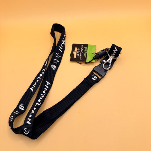 New Zealand Black Lanyard with Safety Clip and Key Hook