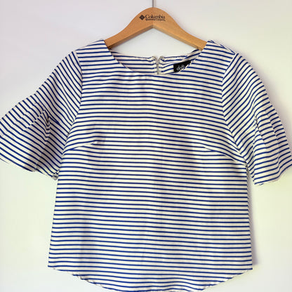 Dotti Size 6 Blue and White Striped Women's Top