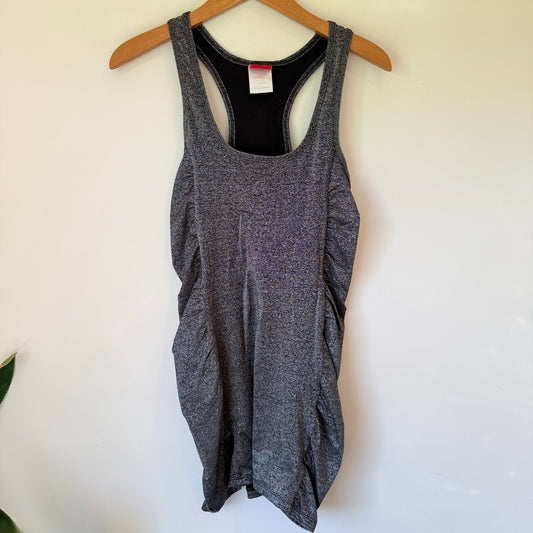 Tigerlily Size 12 Gray Shirred Racerback Tank