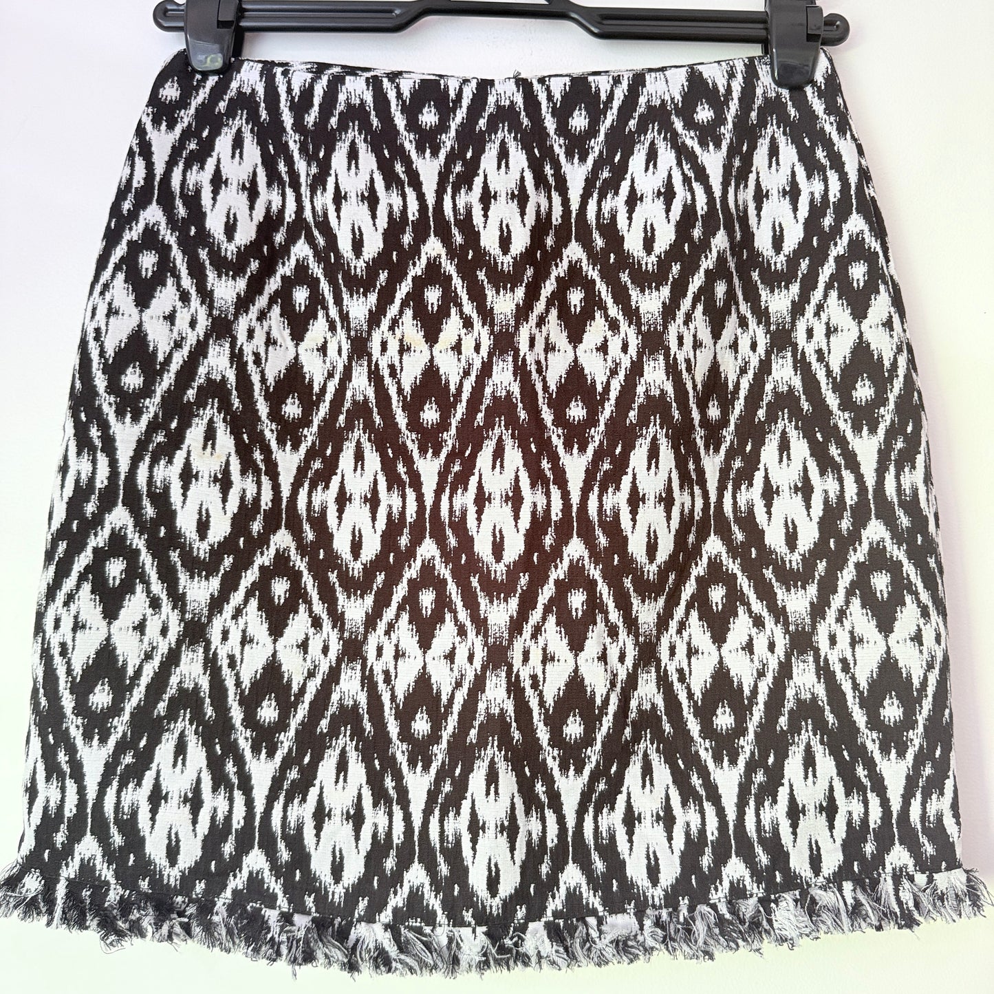 Paper Scissors Size 8 Black and White Ikat Pattern Mini Skort