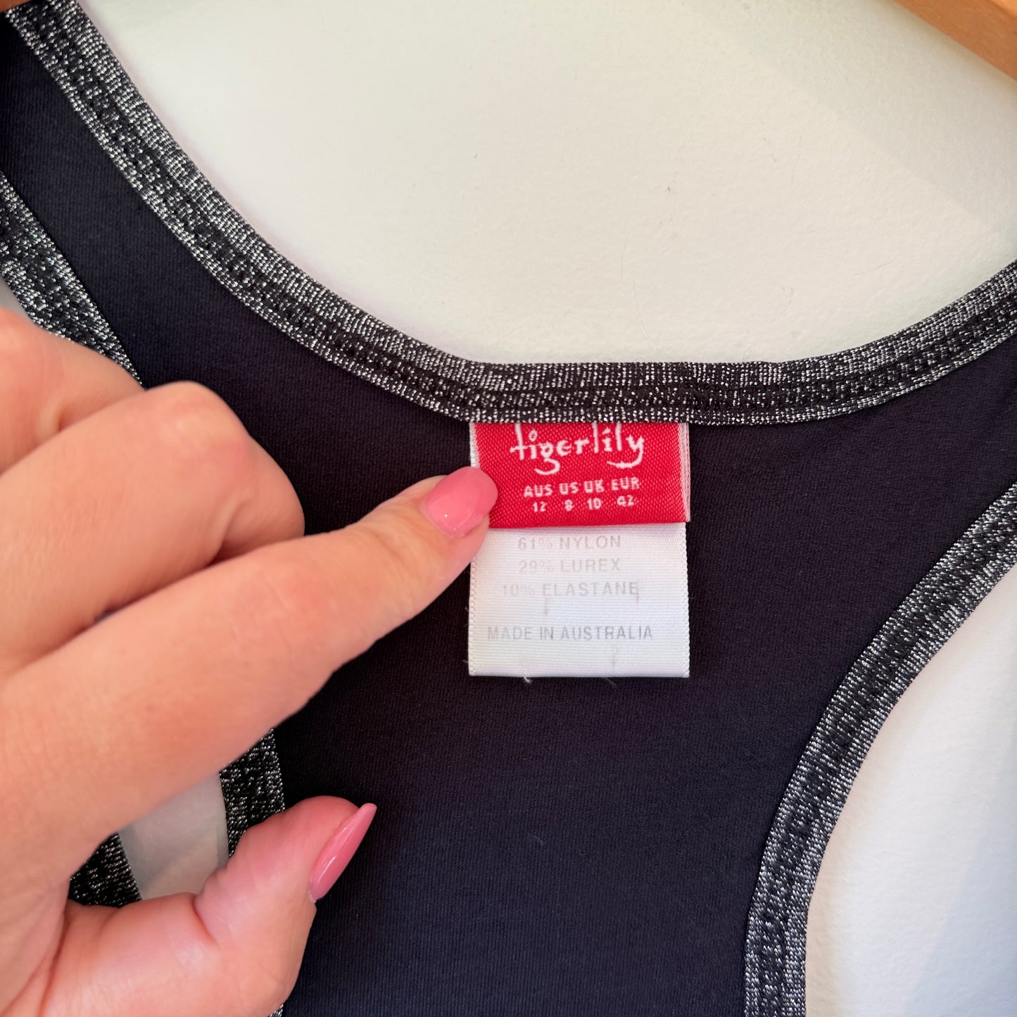 Tigerlily Size 12 Gray Shirred Racerback Tank