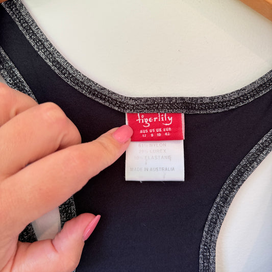Tigerlily Size 12 Gray Shirred Racerback Tank