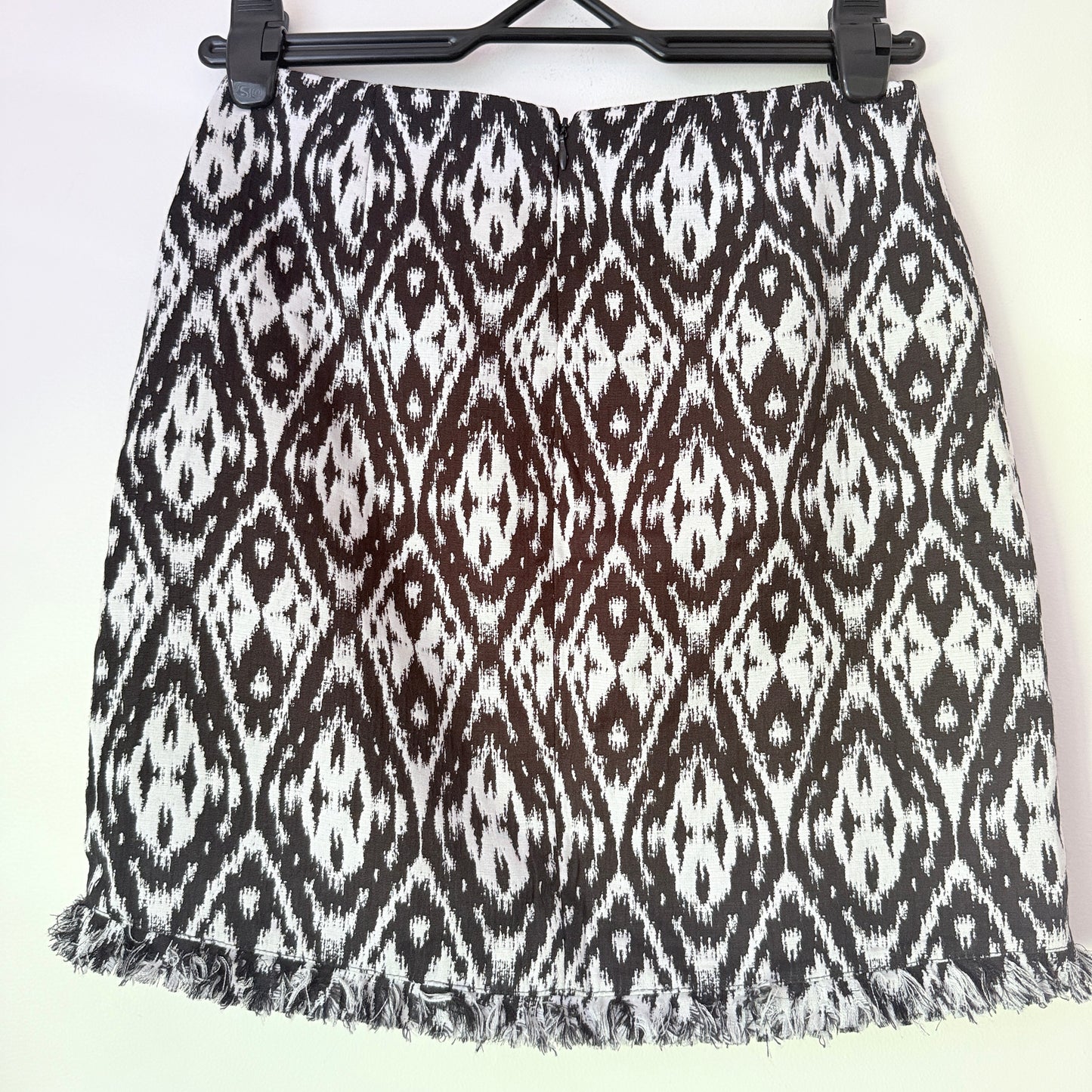 Paper Scissors Size 8 Black and White Ikat Pattern Mini Skort