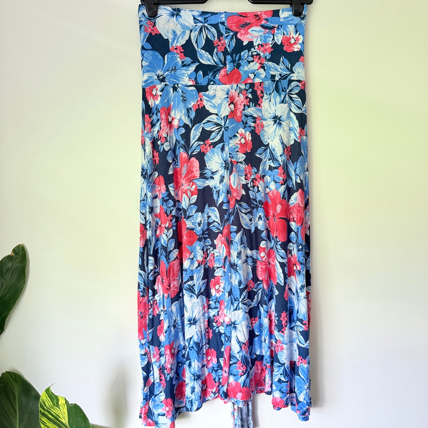 Who's Henri Size M Strapless Floral Maxi Dress Blue Pink White
