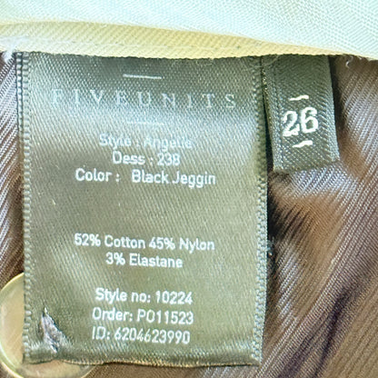 Five Units Size 26 Black Slim-Fit Trousers