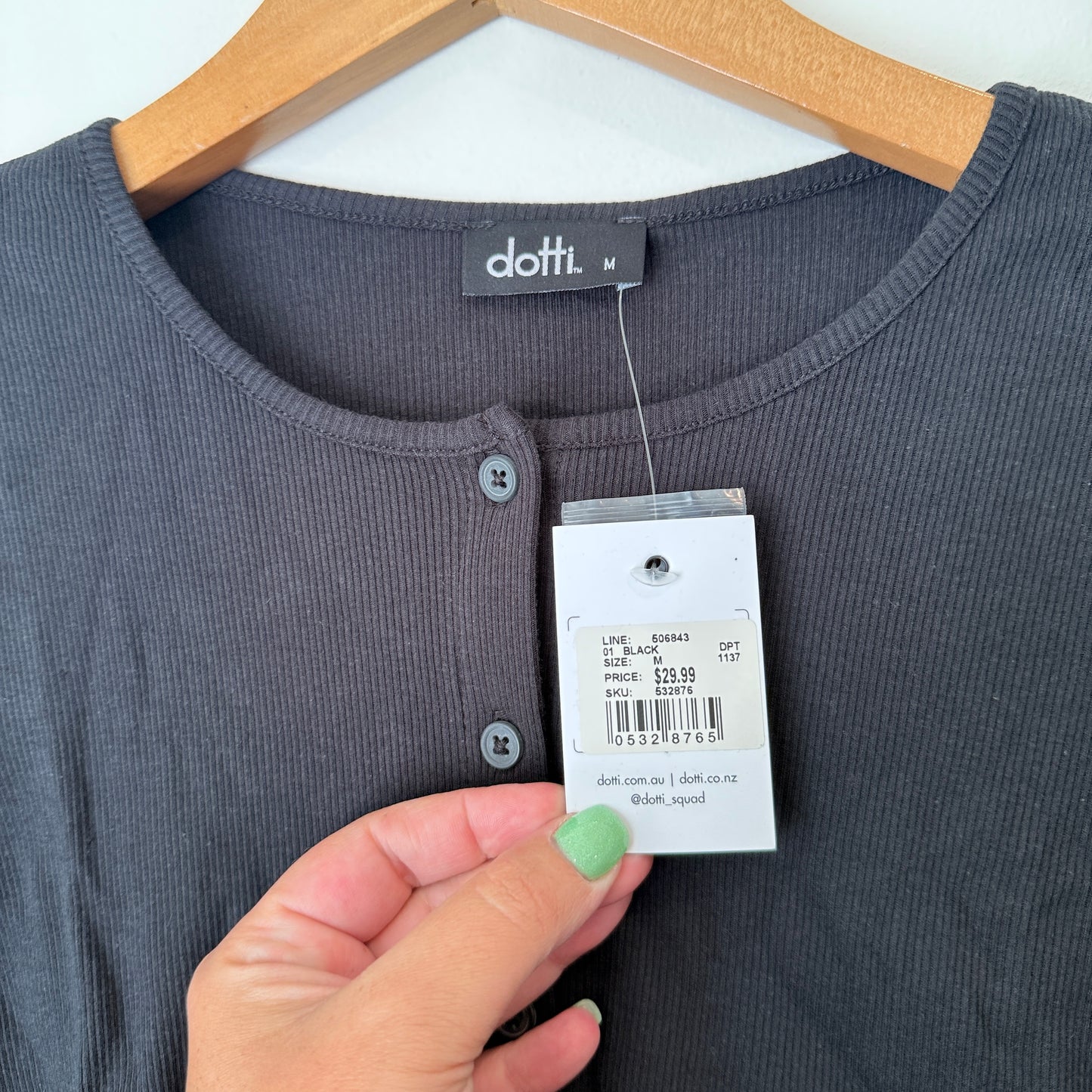 Dotti Ribbed Button-Up Cardigan Top – Size M