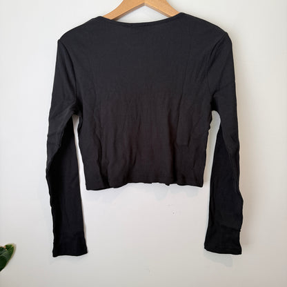 Dotti Ribbed Button-Up Cardigan Top – Size M