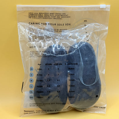 Sole Sox Winter Water Resistant Barefoot Baby Shoes Black XL 14.5cm