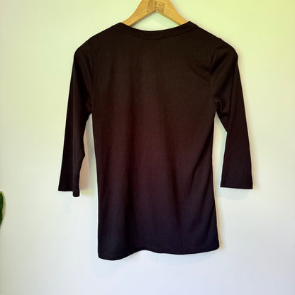 Ella J Size S Black 3/4Sleeve Women’s T-Shirt