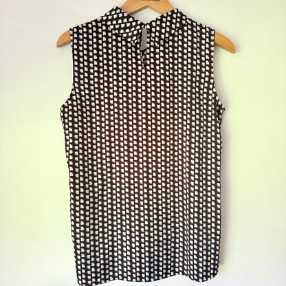 Comma Size 36 Black and White Geometric Pattern Blouse