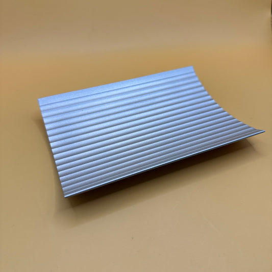 Modern Silver Ribbed Metal Soap Dish