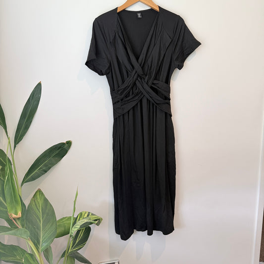 Shein Curve 0XL Black Twist-Front Midi Dress