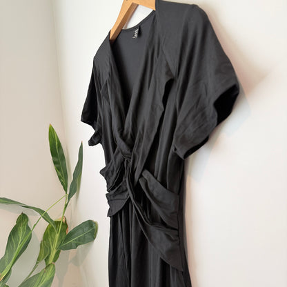 Shein Curve 0XL Black Twist-Front Midi Dress