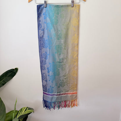 100% Pashmina Floral Ombre Scarf – Lightweight Colourful Wrap