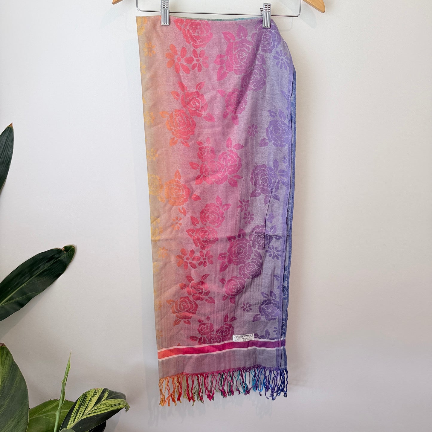 100% Pashmina Floral Ombre Scarf – Lightweight Colourful Wrap